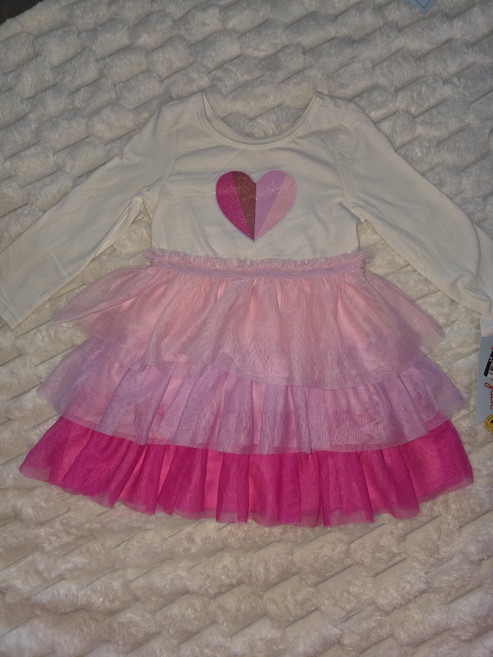 Cat & Jack Girls Pink Layered Heart Tulle Dress – Long Sleeve Costume